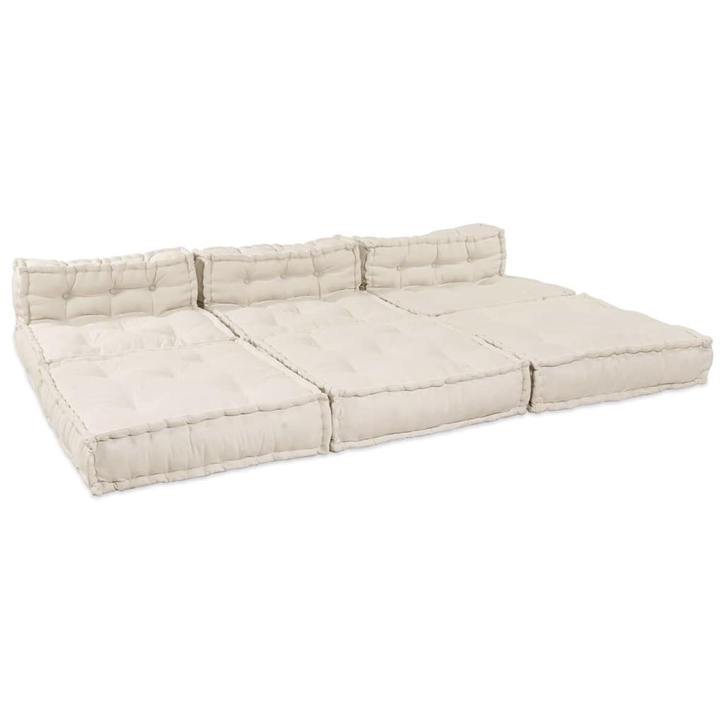 vidaXL Μονάδα Μοντέρνου Καναπέ Ύφασμα Κρεμ 210 x 140 x 56 εκ.