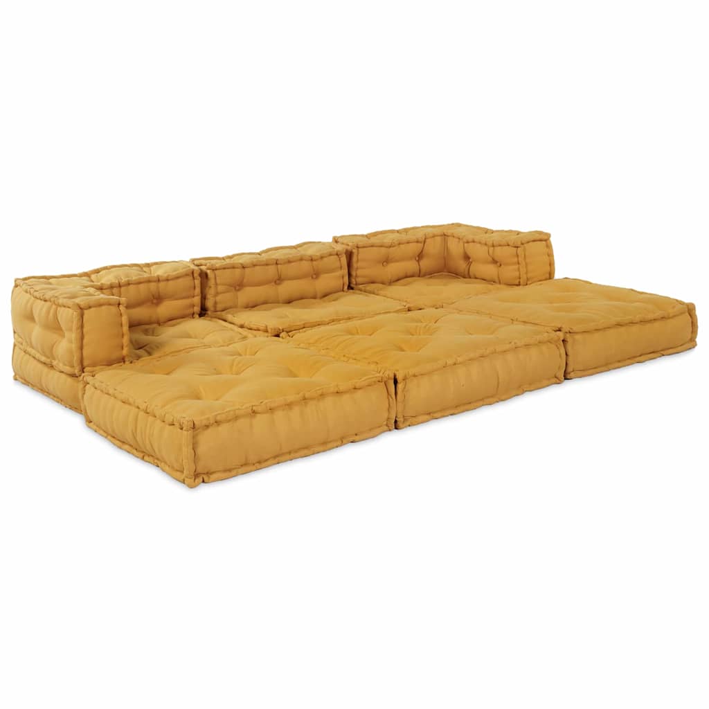 vidaXL Μονάδα Μοντέρνου Καναπέ 2 pcs Ύφασμα Κίτρινο 140 x 70 x 56 εκ.