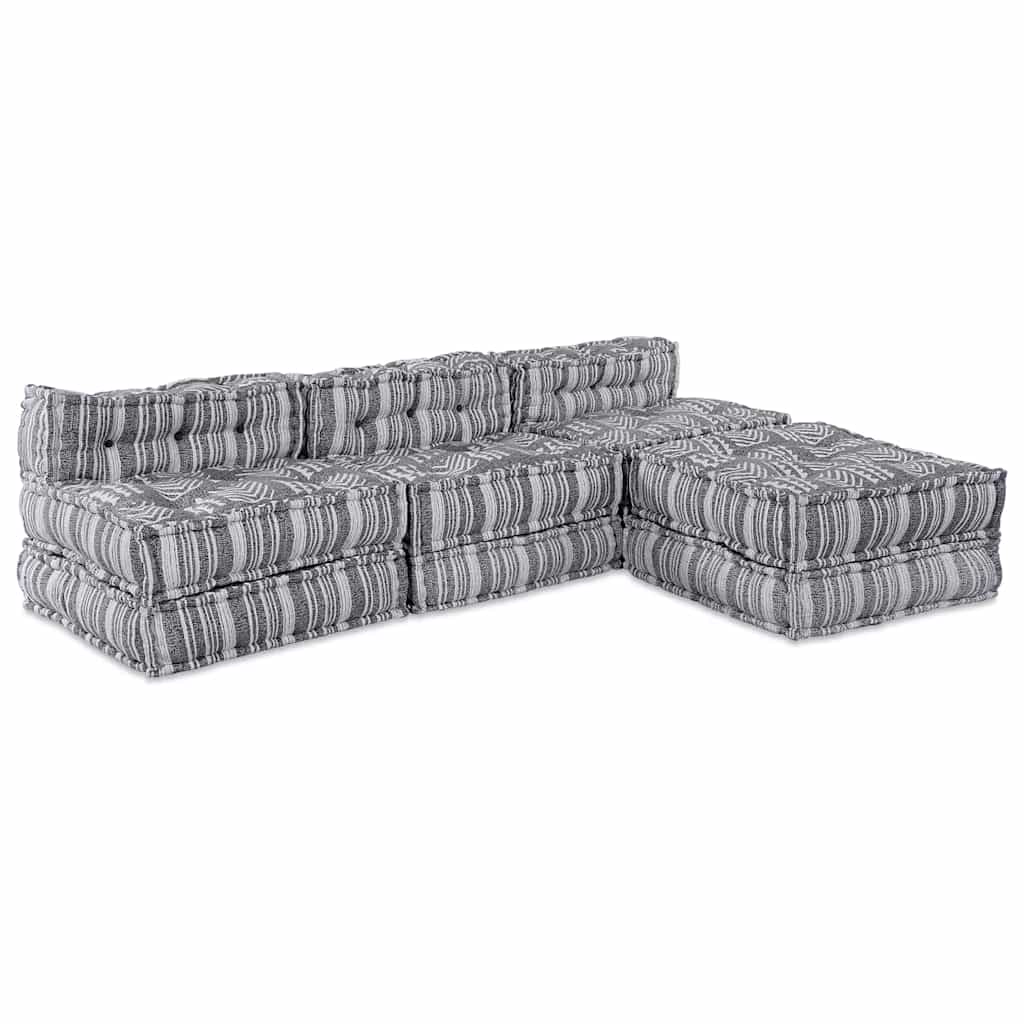 vidaXL Αρθρωτός Καναπές 4 pcs Εκτύπωση Γκρι ύφασμα