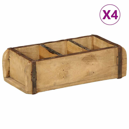 vidaXL Δίσκος 4 pcs Καφέ 30 x 14 x 9 εκ Στερεό Ανακτηθέν Ξύλο