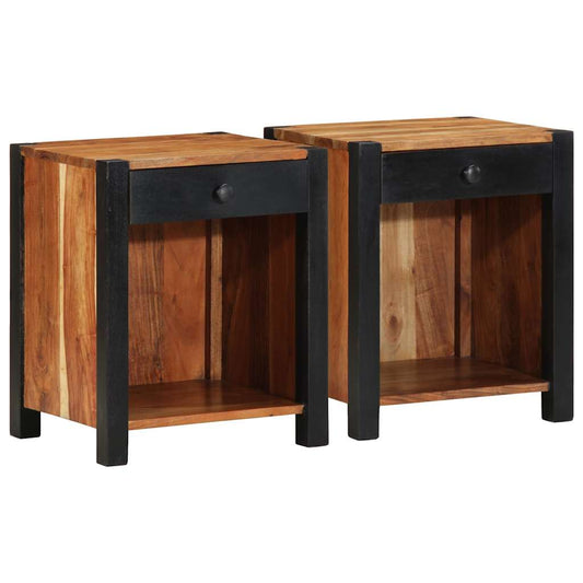 vidaXL Κομοδίνο 2 pcs Καφέ 40 x 35 x 50 εκ. Στερεό Ξύλο Ακακίας