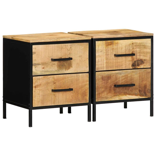 vidaXL Κομοδίνο με συρτάρι 2 pcs Καφέ και Μαύρο 40 x 35 x 50 εκ.
