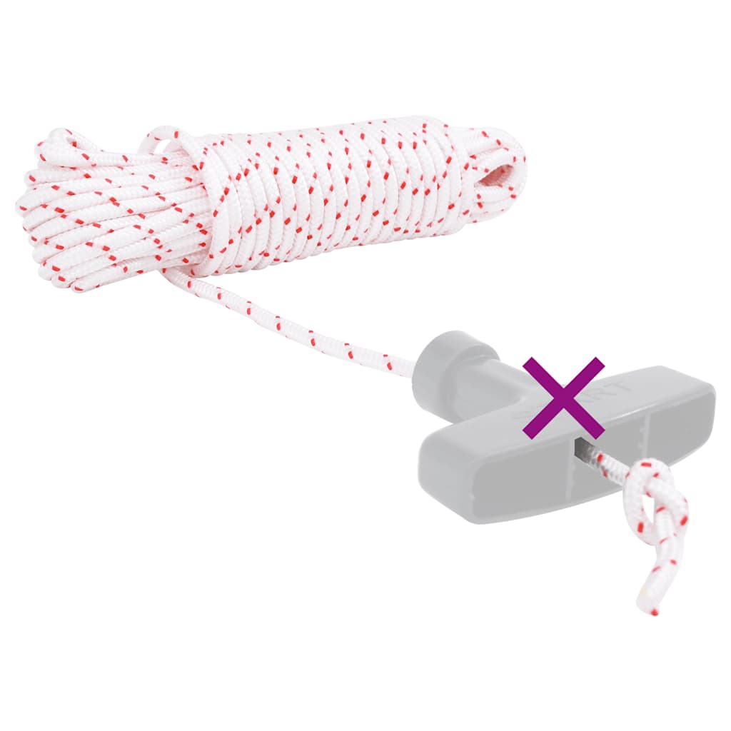 vidaXL Κορδόνι εκκίνησης τραβήγματος Λευκό και κόκκινο Ø4 mm 10 m