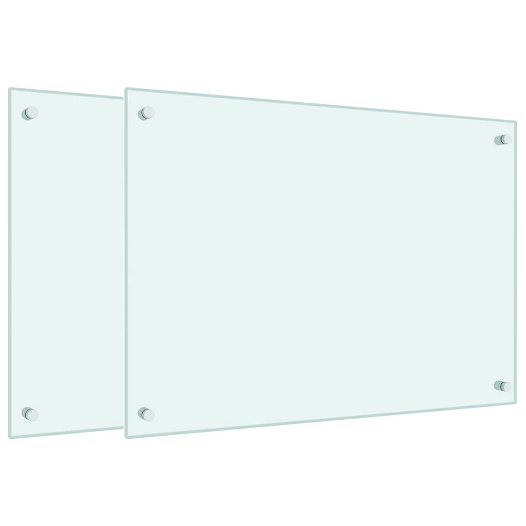 vidaXL Πλάτες Κουζίνας 2 τεμ. Λευκές 70x50 εκ. από Ψημένο Γυαλί