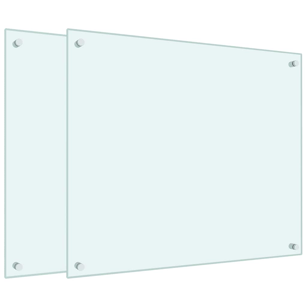 vidaXL Πλάτες Κουζίνας 2 τεμ. Λευκές 70x60 εκ. από Ψημένο Γυαλί