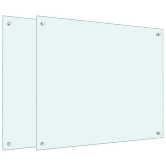 vidaXL Πλάτες Κουζίνας 2 τεμ. Λευκές 70x60 εκ. από Ψημένο Γυαλί