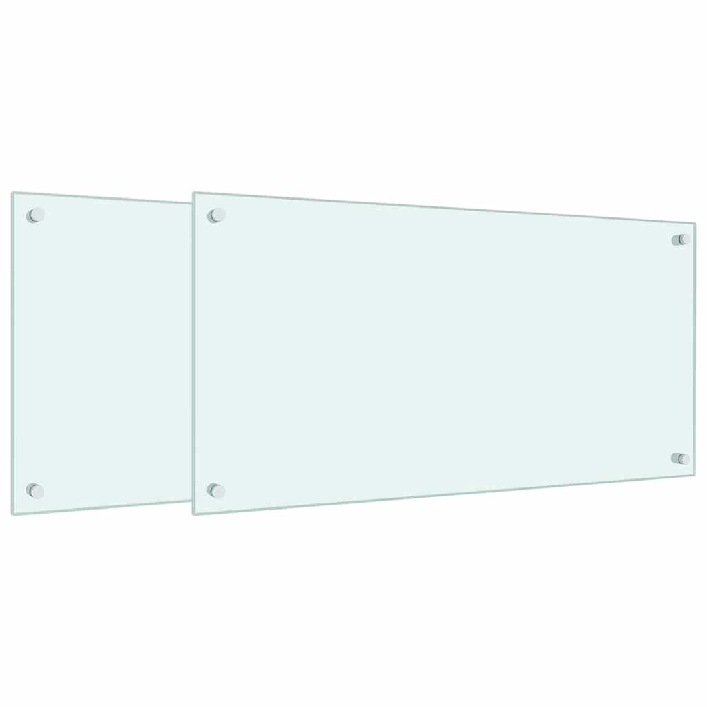 vidaXL Πλάτες Κουζίνας 2 τεμ. Λευκές 80x40 εκ. από Ψημένο Γυαλί