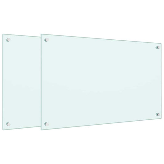 vidaXL Πλάτες Κουζίνας 2 τεμ. Λευκές 80x50 εκ. από Ψημένο Γυαλί