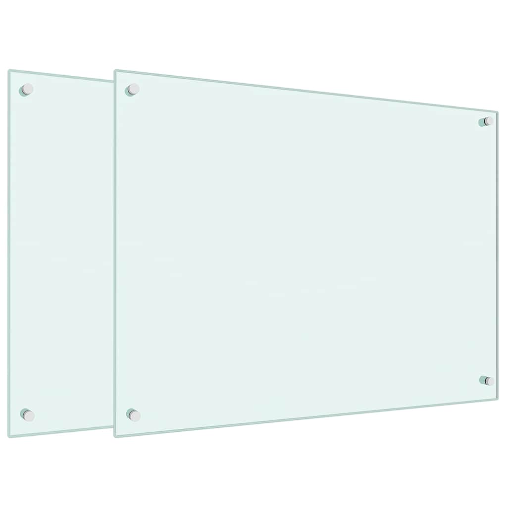 vidaXL Πλάτες Κουζίνας 2 τεμ. Λευκές 80x60 εκ. από Ψημένο Γυαλί