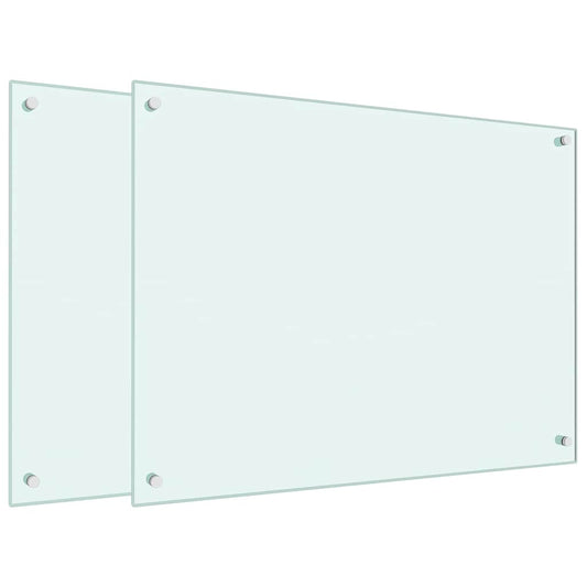 vidaXL Πλάτες Κουζίνας 2 τεμ. Λευκές 80x60 εκ. από Ψημένο Γυαλί