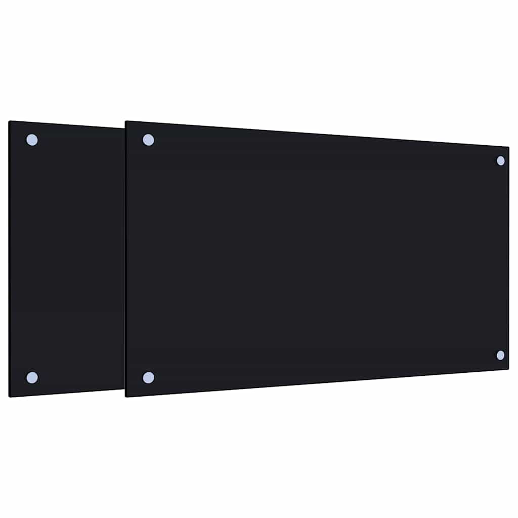 vidaXL Πλάτες Κουζίνας 2 τεμ. Μαύρες 70 x 40 εκ. από Ψημένο Γυαλί