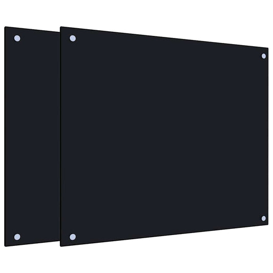 vidaXL Πλάτες Κουζίνας 2 τεμ. Μαύρες 70x60 εκ. από Ψημένο Γυαλί
