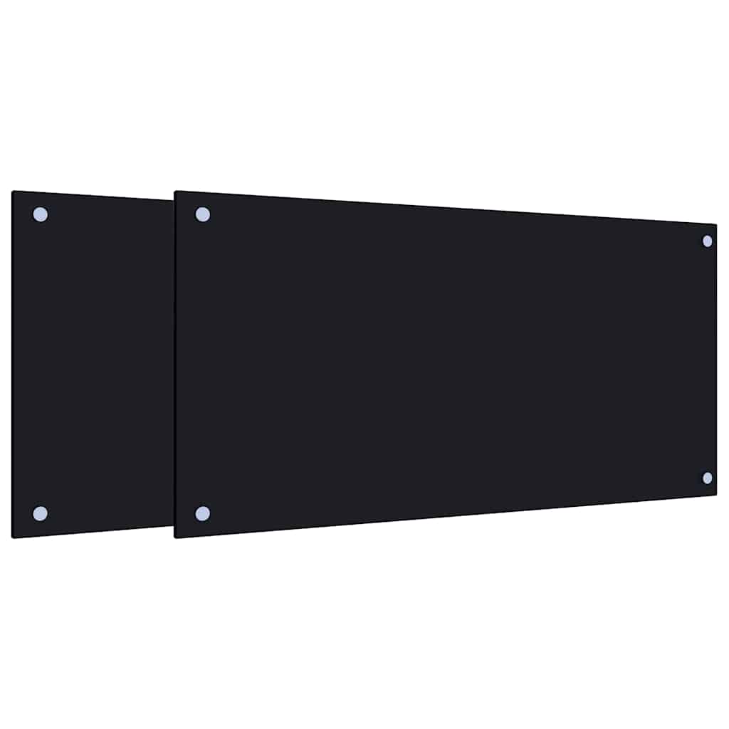 vidaXL Πλάτες Κουζίνας 2 τεμ. Μαύρες 80x40 εκ. από Ψημένο Γυαλί