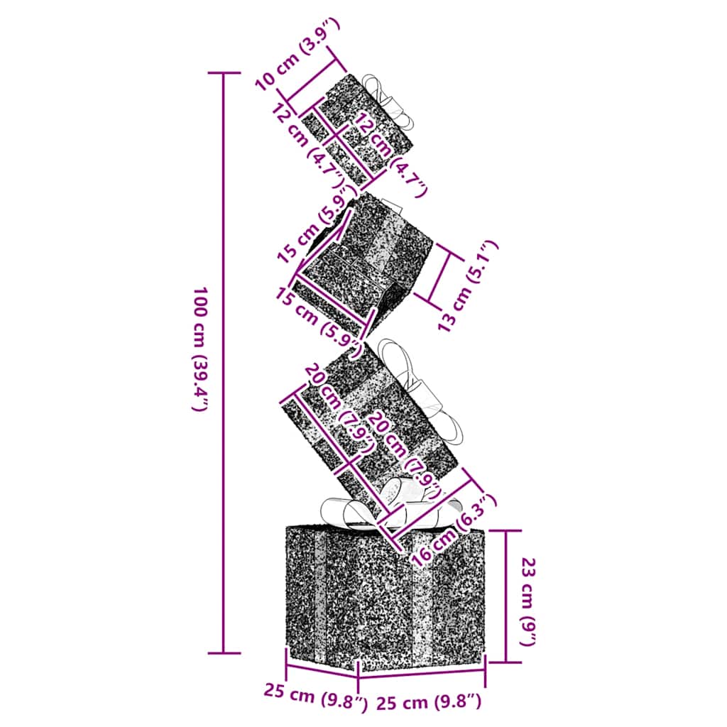 vidaXL Χριστουγεννιάτικη Διακόσμηση Δώρο Κουτί 80 LED Ζεστό Λευκό