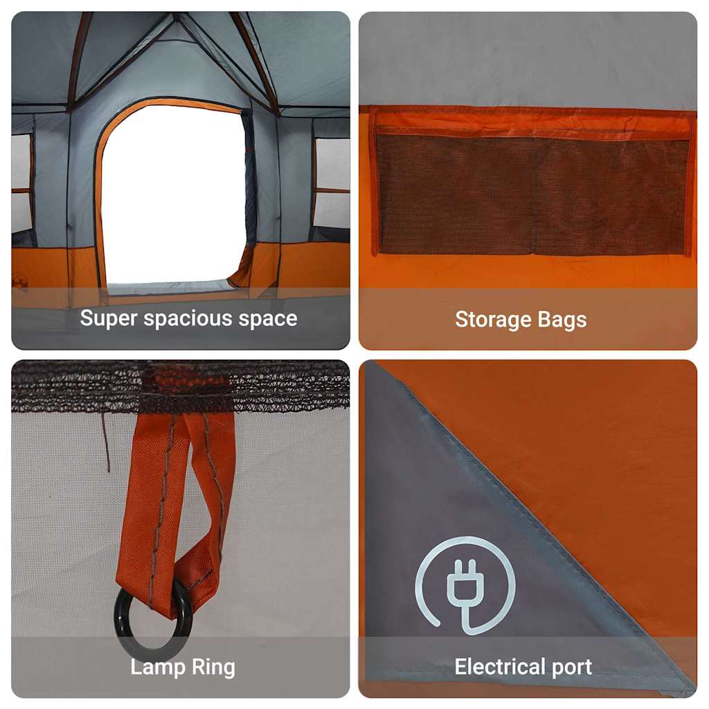 vidaXL Σκηνές Γκρι και πορτοκαλί 622 x 295 x 238 εκ. Πολυεστέρας