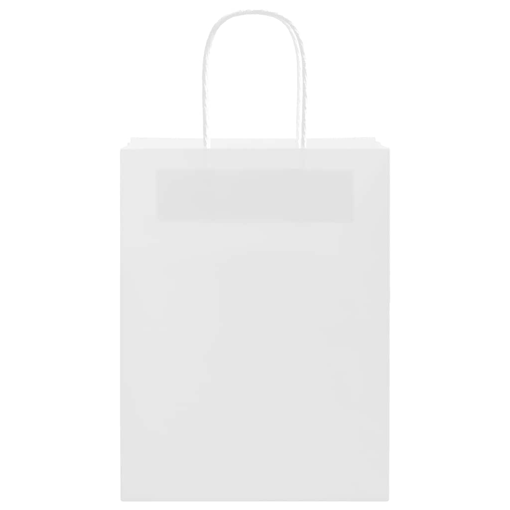 vidaXL Χάρτινες σακούλες 50 τεμάχια με χερούλια Λευκό 21x11x28 εκ.