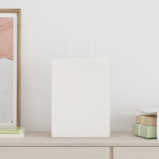 vidaXL Χάρτινες σακούλες 50 τεμάχια με χερούλια Λευκό 26x12x35 εκ.