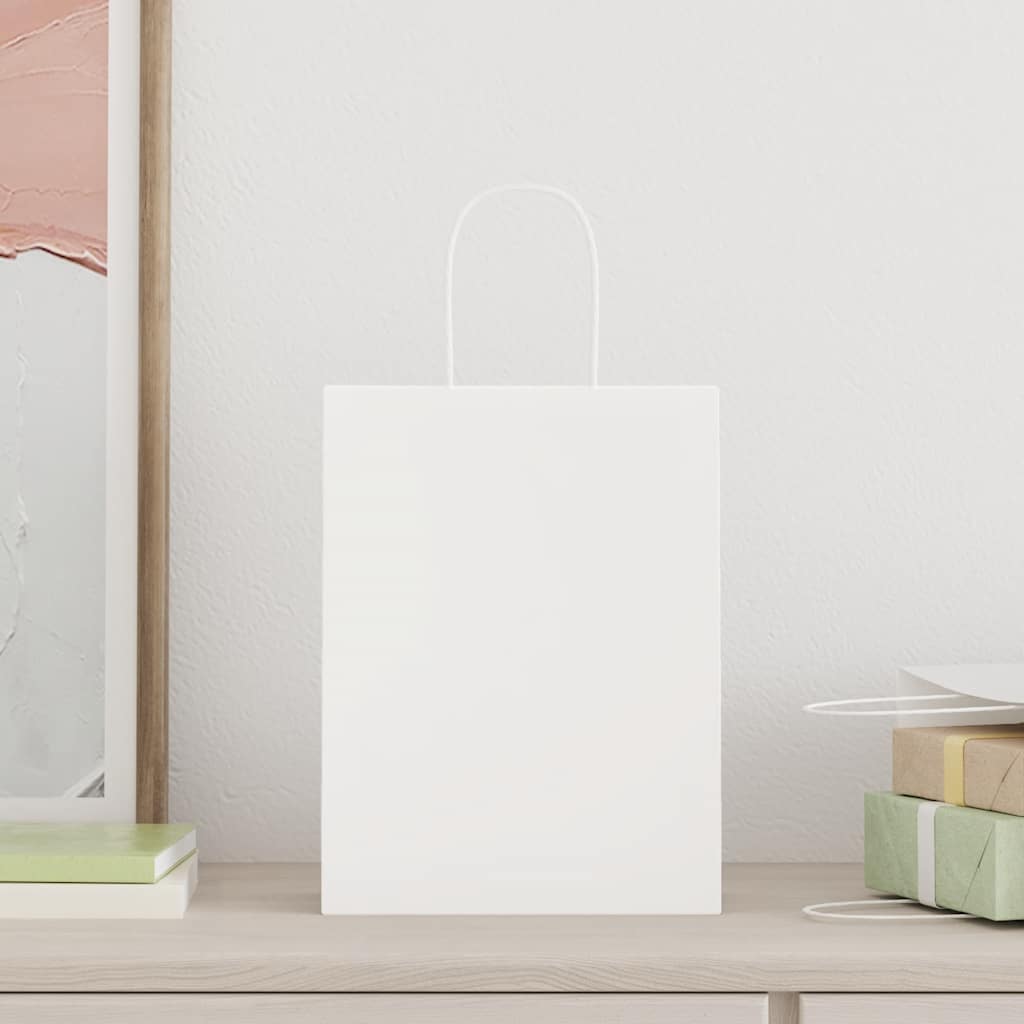 vidaXL Χάρτινες σακούλες 250 τεμάχια με χερούλια Λευκό 21x11x28 εκ.