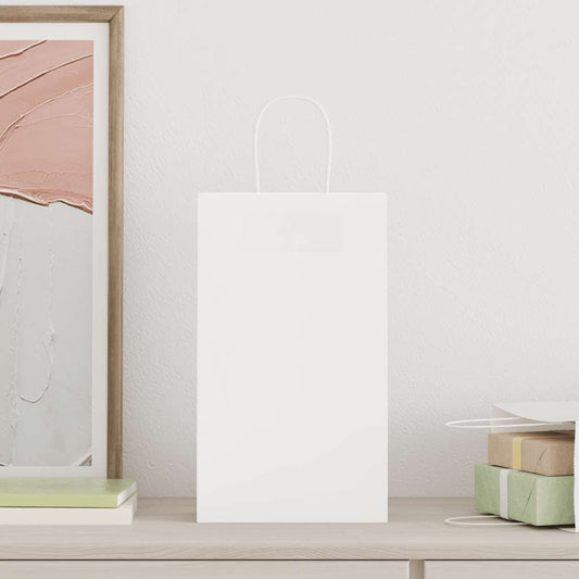 vidaXL Χάρτινες σακούλες 250 τεμάχια με χερούλια Λευκό 21x11x36 εκ.