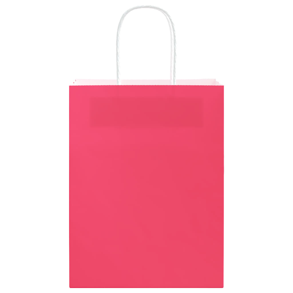 vidaXL Χάρτινες σακούλες 50 τεμάχια με χερούλια Ροζ 21x11x28 εκ.