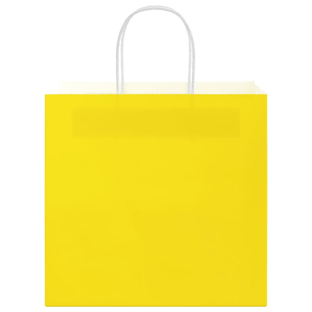 vidaXL Χάρτινες σακούλες 250 τεμάχια με χερούλια Κίτρινο 21x11x36 εκ.
