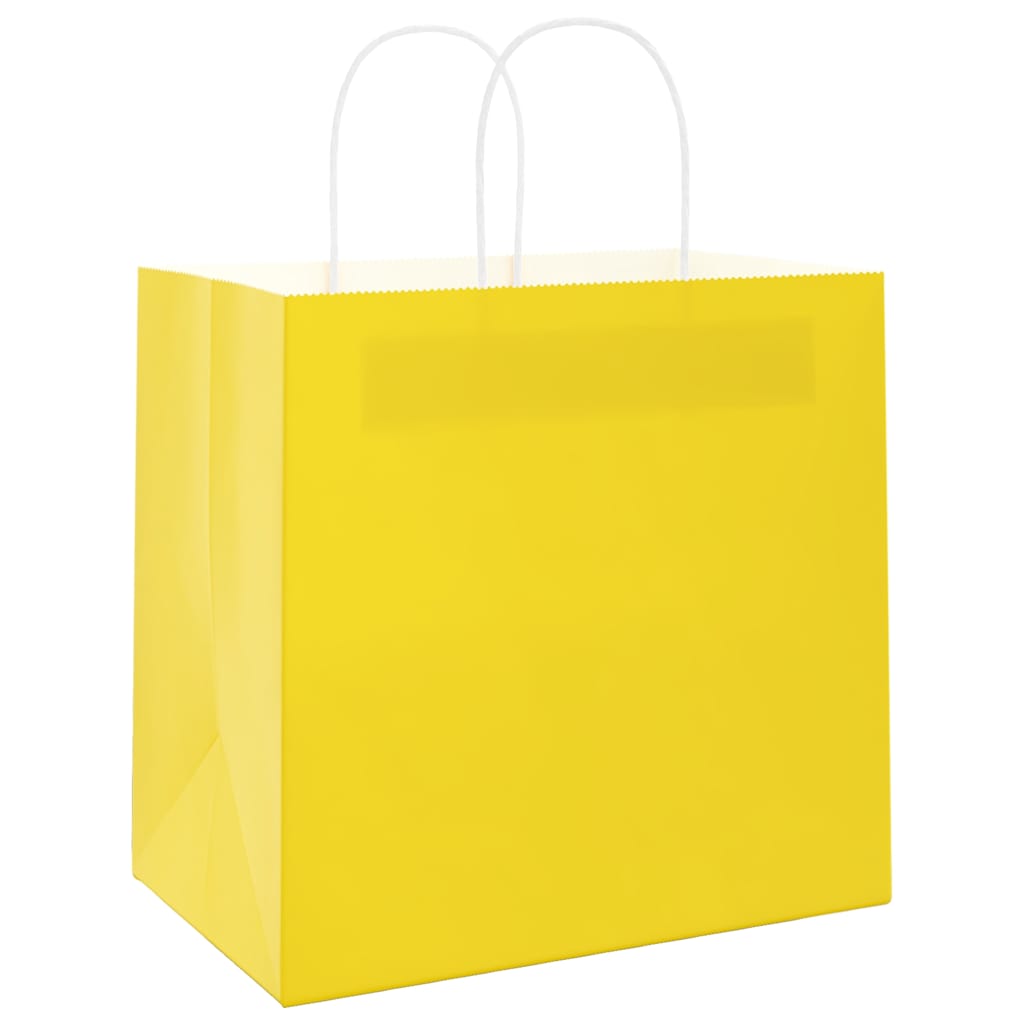 vidaXL Χάρτινες σακούλες 250 τεμάχια με χερούλια Κίτρινο 26x17x25 εκ.