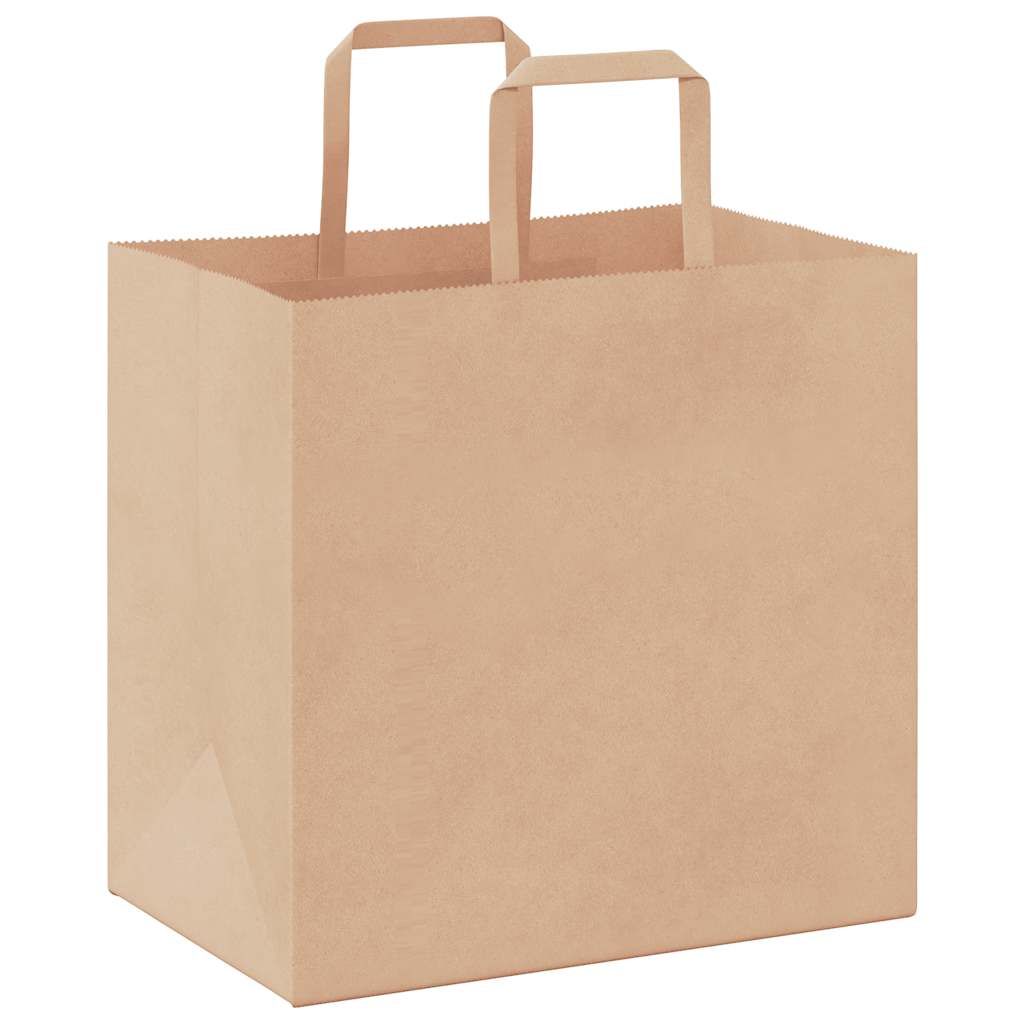 vidaXL Χάρτινες σακούλες 250 τεμάχια με χερούλια καφέ 26x17x25 cm