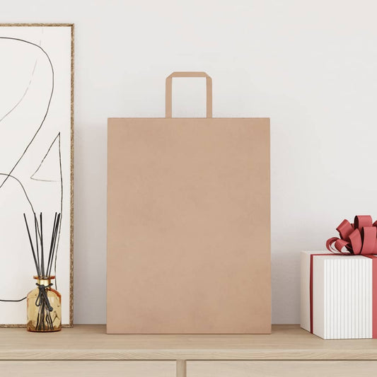 vidaXL Χάρτινες σακούλες 250 τεμάχια με χερούλια καφέ 32x12x42 cm