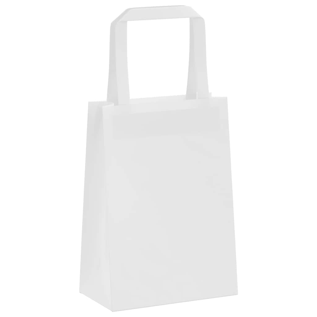 vidaXL Χάρτινες σακούλες 50 τεμάχια με χερούλια Λευκό 15x8x21 εκ.