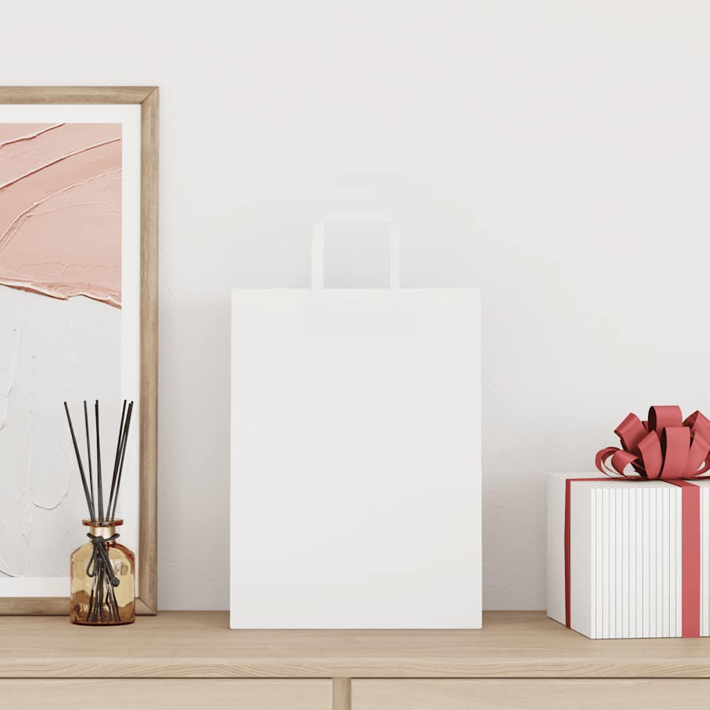 vidaXL Χάρτινες σακούλες 250 τεμάχια με χερούλια Λευκό 26x12x35 εκ.