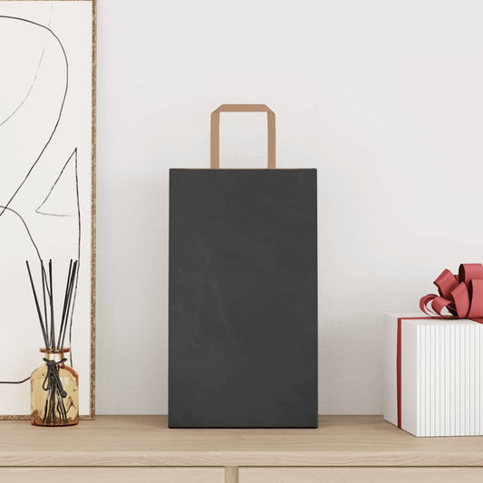 vidaXL Χάρτινες σακούλες 250 τεμάχια με χερούλια Μαύρο 21x11x36 εκ.