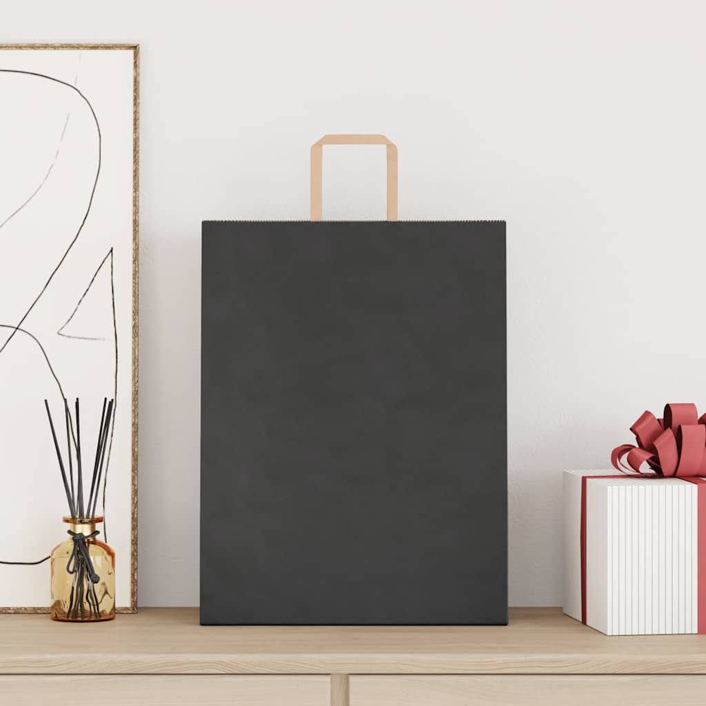 vidaXL Χάρτινες σακούλες 250 τεμάχια με χερούλια Μαύρο 32x12x42 εκ.