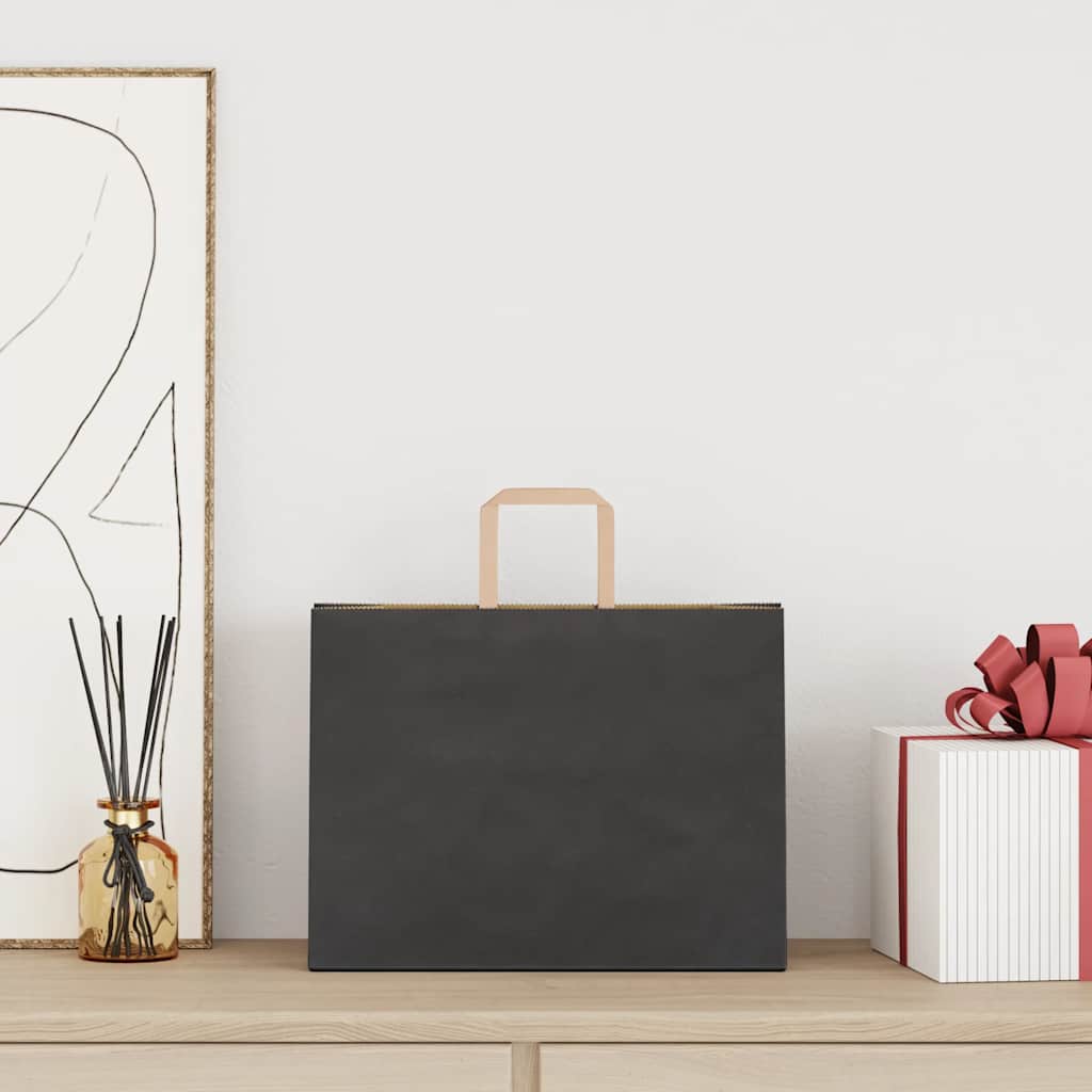 vidaXL Χάρτινες σακούλες 250 τεμάχια με χερούλια Μαύρο 32x17x25 εκ.