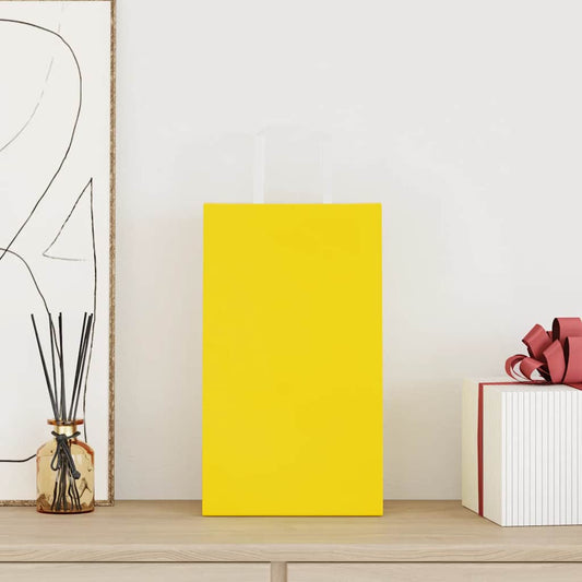 vidaXL Χάρτινες σακούλες 250 τεμάχια με χερούλια Κίτρινο 21x11x36 εκ.