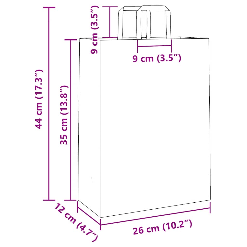 vidaXL Χάρτινες σακούλες 250 τεμάχια με χερούλια Κίτρινο 26x12x35 εκ.