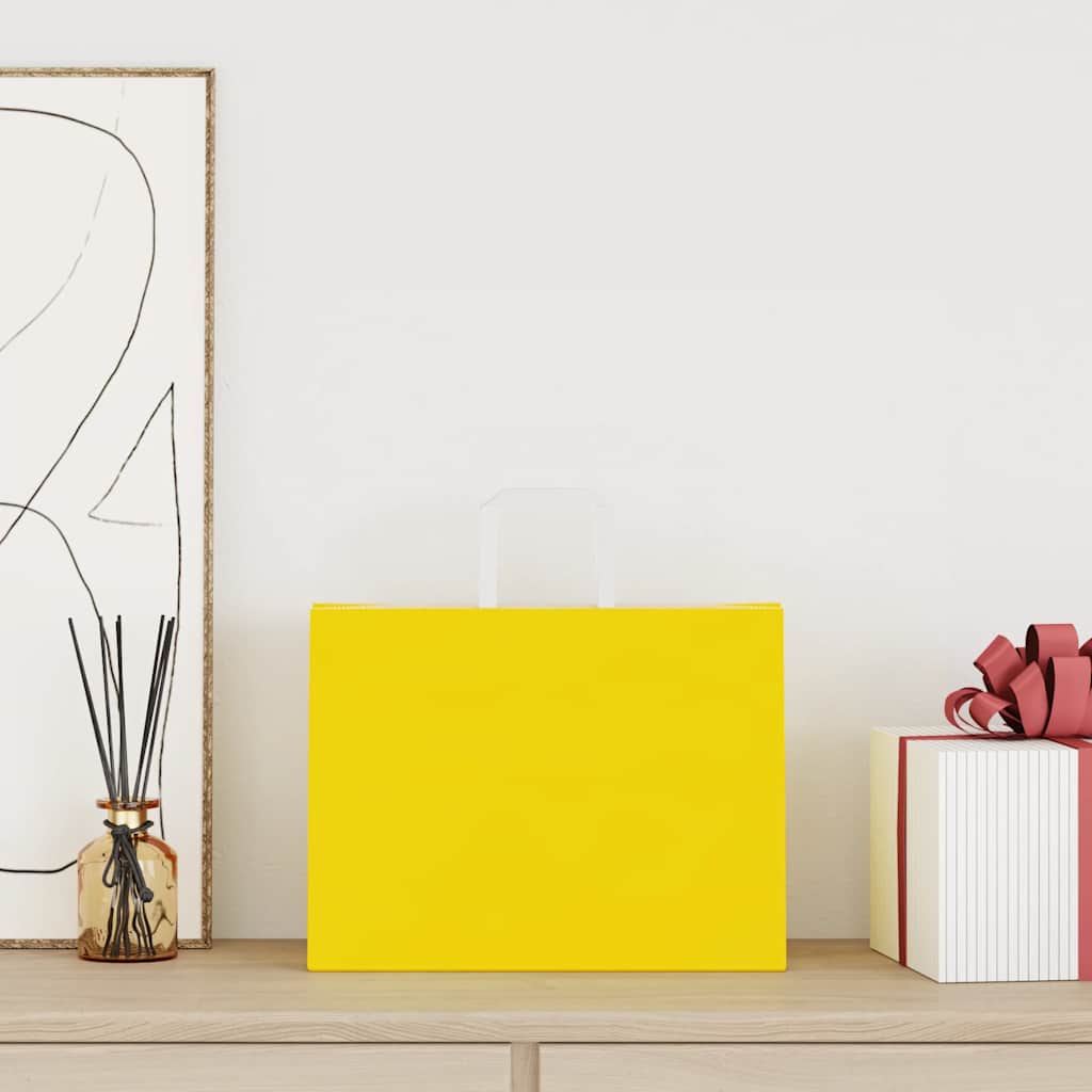 vidaXL Χάρτινες σακούλες 250 τεμάχια με χερούλια Κίτρινο 32x17x25 εκ.