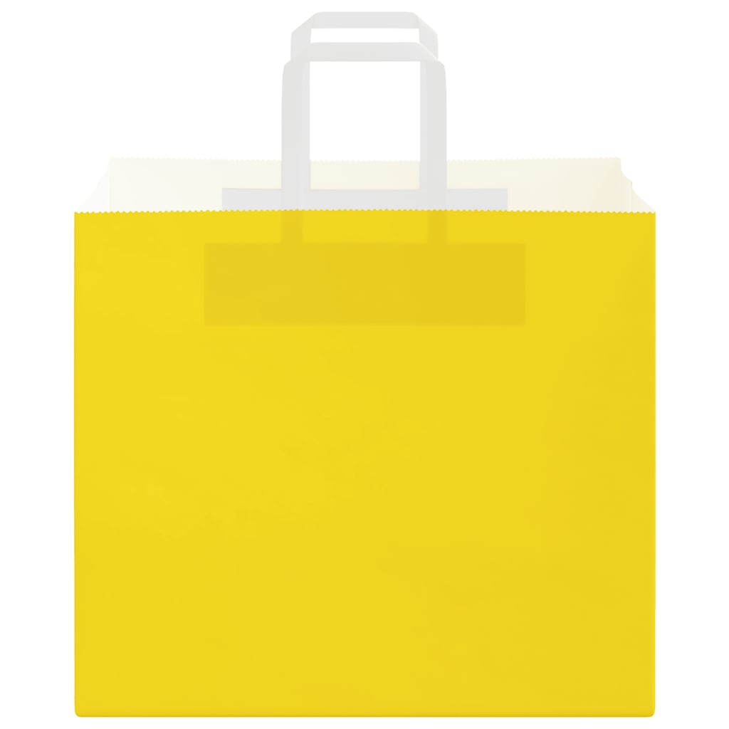 vidaXL Χάρτινες σακούλες 250 τεμάχια με χερούλια Κίτρινο 32x22x28 εκ.