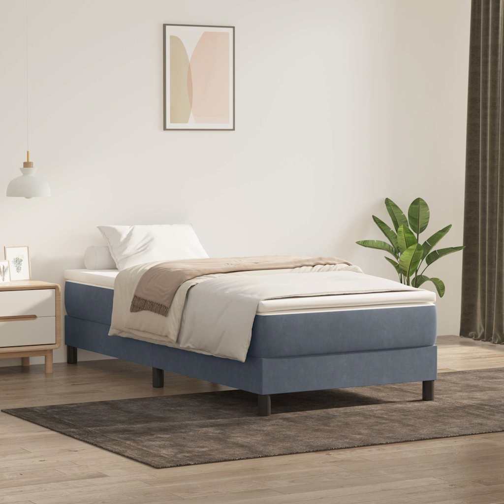vidaXL Box Spring Κρεβάτι χωρίς στρώμα Σκούρο γκρι 90x210 cm Βελούδινο