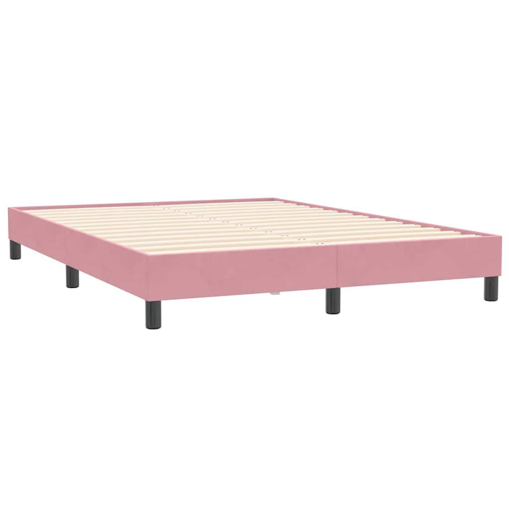 vidaXL Box Spring Κρεβάτι χωρίς στρώμα Ροζ 140x210 cm Βελούδινο
