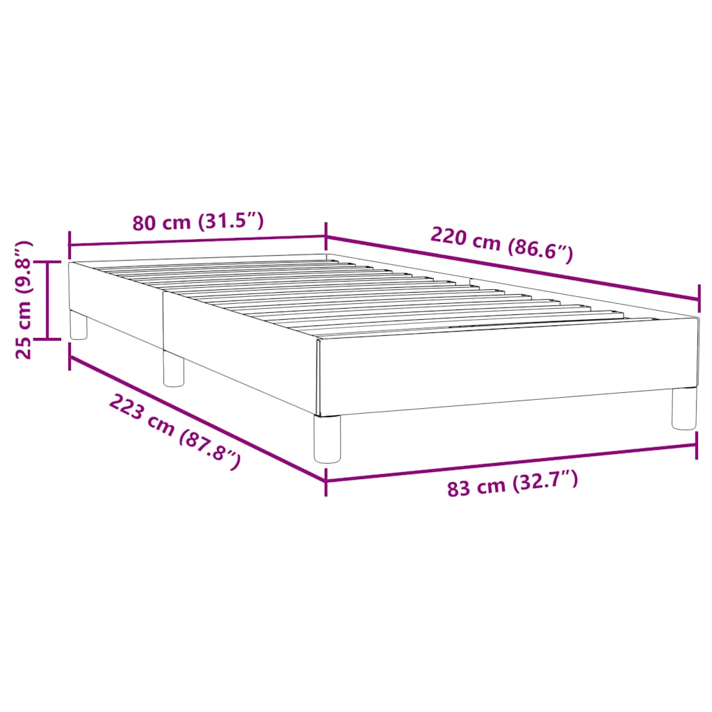 vidaXL Κρεβάτι Boxspring χωρίς Στρώμα Σκούρο Μπλε 80x220 εκ. Βελούδινο