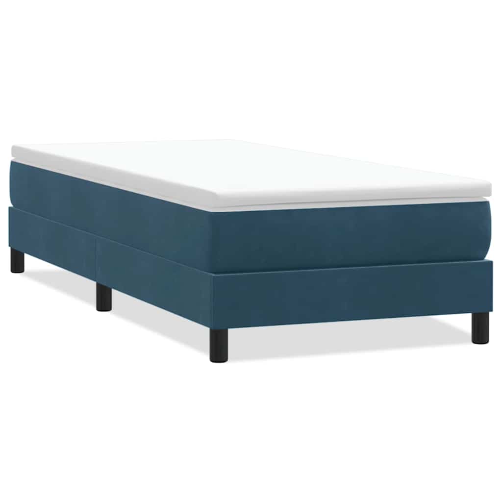 vidaXL Κρεβάτι Boxspring χωρίς Στρώμα Σκούρο Μπλε 90x220 εκ. Βελούδινο