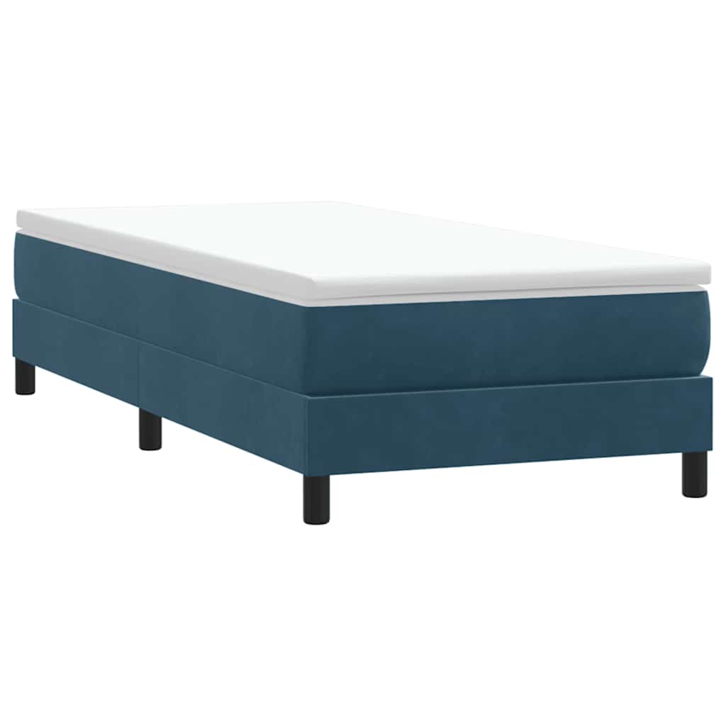 vidaXL Κρεβάτι Boxspring χωρίς Στρώμα Σκούρο Μπλε 90x220 εκ. Βελούδινο