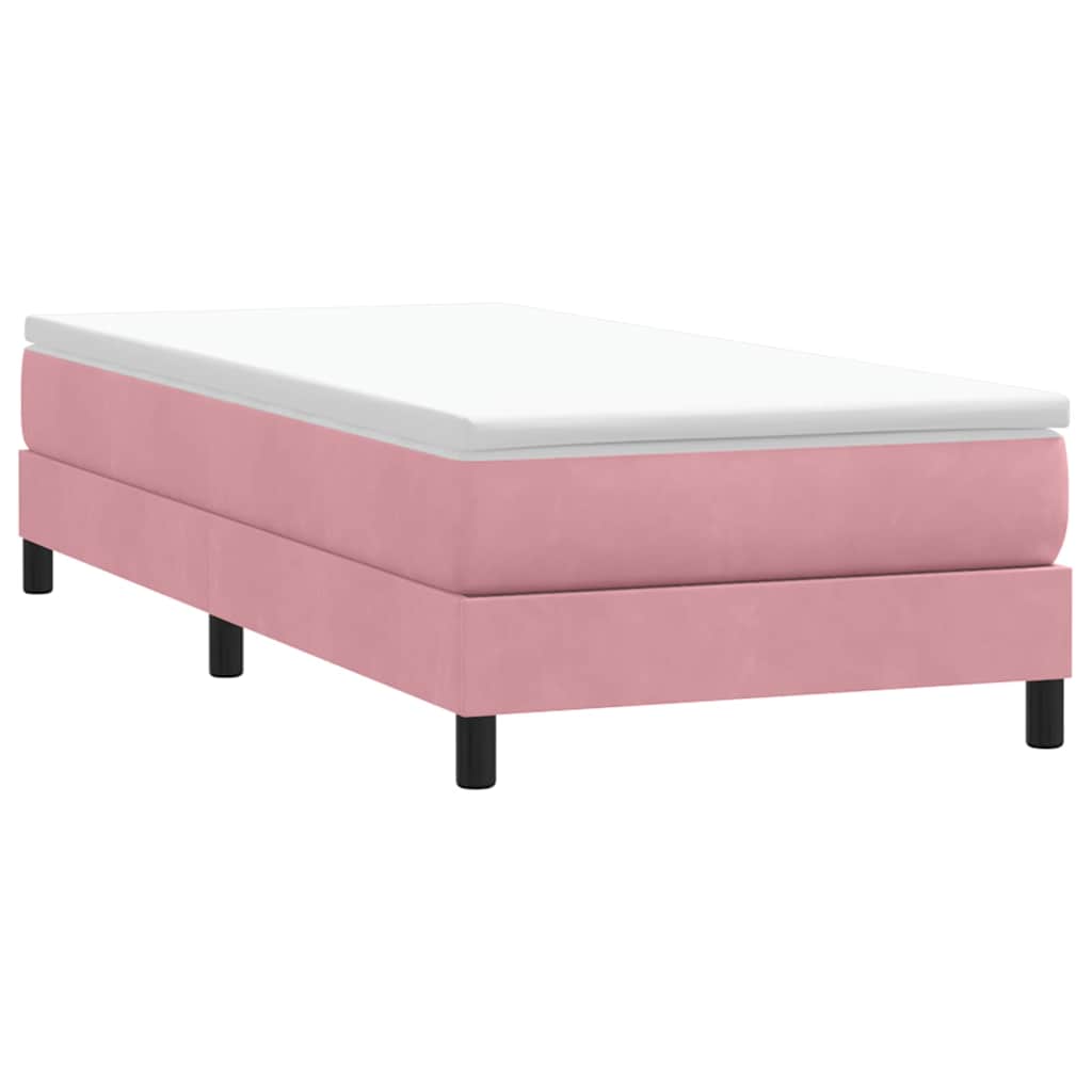 vidaXL Κρεβάτι Boxspring χωρίς Στρώμα Ροζ 90x220 εκ. Βελούδινο