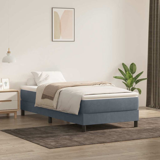 vidaXL Box Spring Κρεβάτι χωρίς στρώμα Σκούρο γκρι 100x220 εκ.