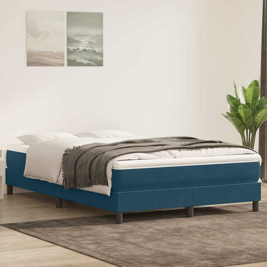 vidaXL Box Spring κρεβάτι χωρίς στρώμα σκούρο μπλε 140x220cm Βελούδινο