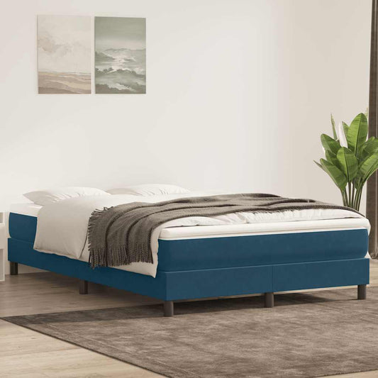 vidaXL Box Spring κρεβάτι χωρίς στρώμα σκούρο μπλε 160x220cm Βελούδινο