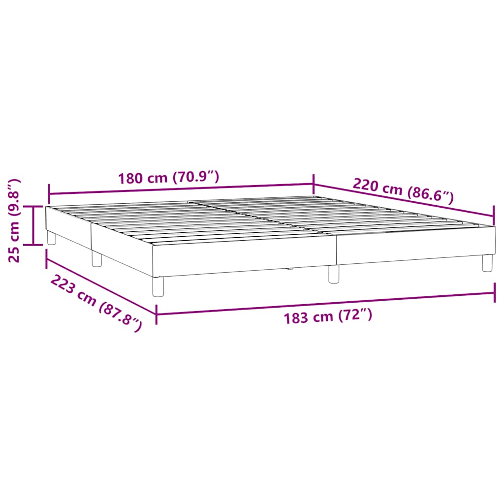 vidaXL Box Spring Κρεβάτι χωρίς στρώμα Σκούρο μπλε 180x220cm Βελούδινο