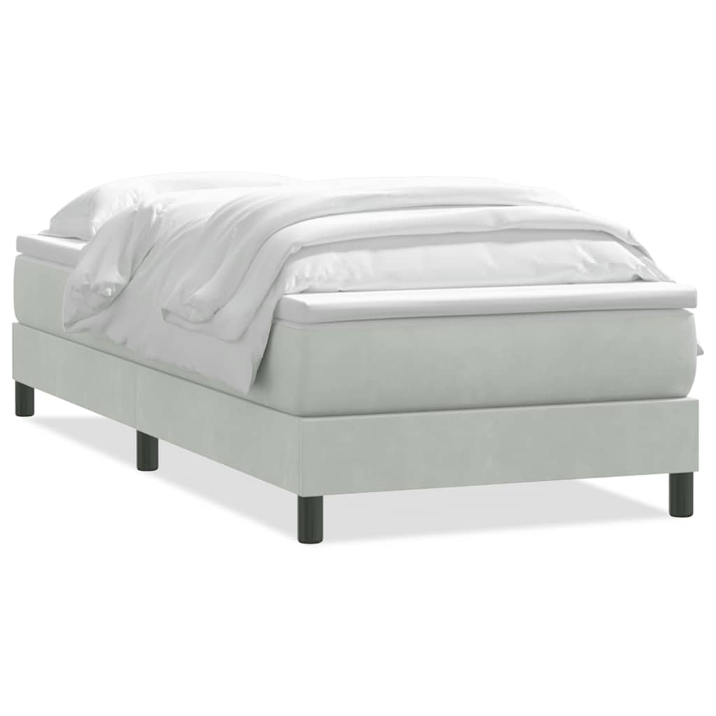 vidaXL Κρεβάτι Boxspring με Στρώμα Ανοιχτό Γκρι 80x210 εκ. Βελούδινο