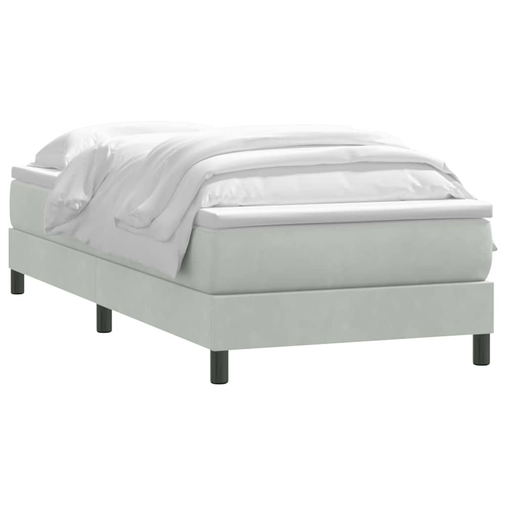 vidaXL Κρεβάτι Boxspring με Στρώμα Ανοιχτό Γκρι 80x210 εκ. Βελούδινο