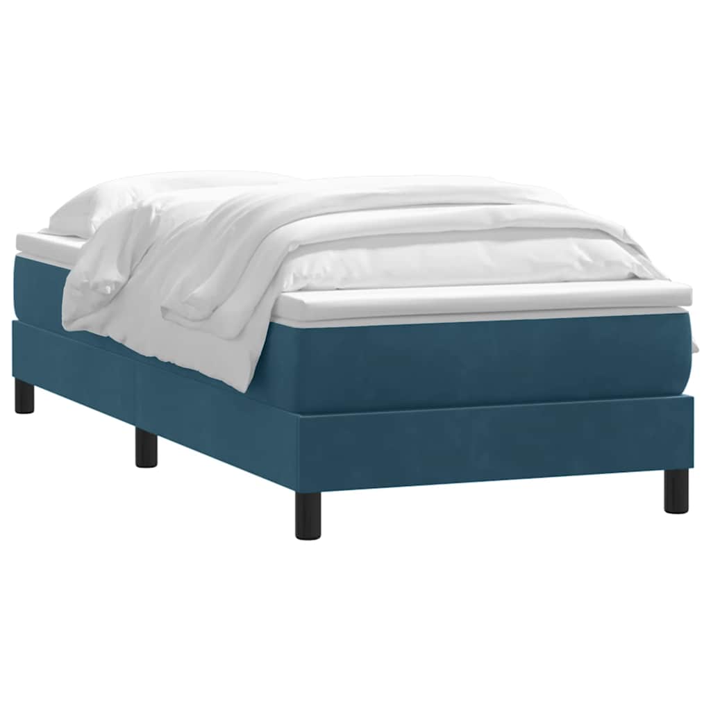 vidaXL Box Spring κρεβάτι με στρώμα σκούρο μπλε 80x210 εκ. Βελούδινο